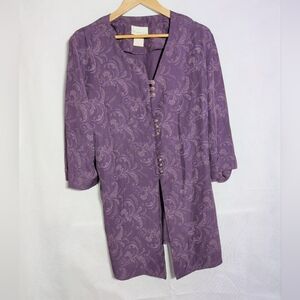 Pride & Joy Purple 22W Paisley Ornate Button-Up Long Tunic Blouse